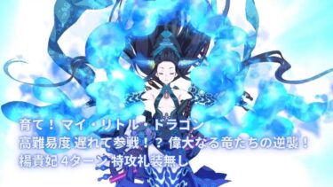 【FGO】育て！ マイ・リトル・ドラゴン 高難易度 遅れて参戦！？ 偉大なる竜たちの逆襲！ 楊貴妃 4ターン 特攻礼装無し